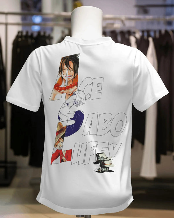 Luffy,Ace & Sabo Brotherhood Trio White Oversized T-Shirt |Brothers |Unisex